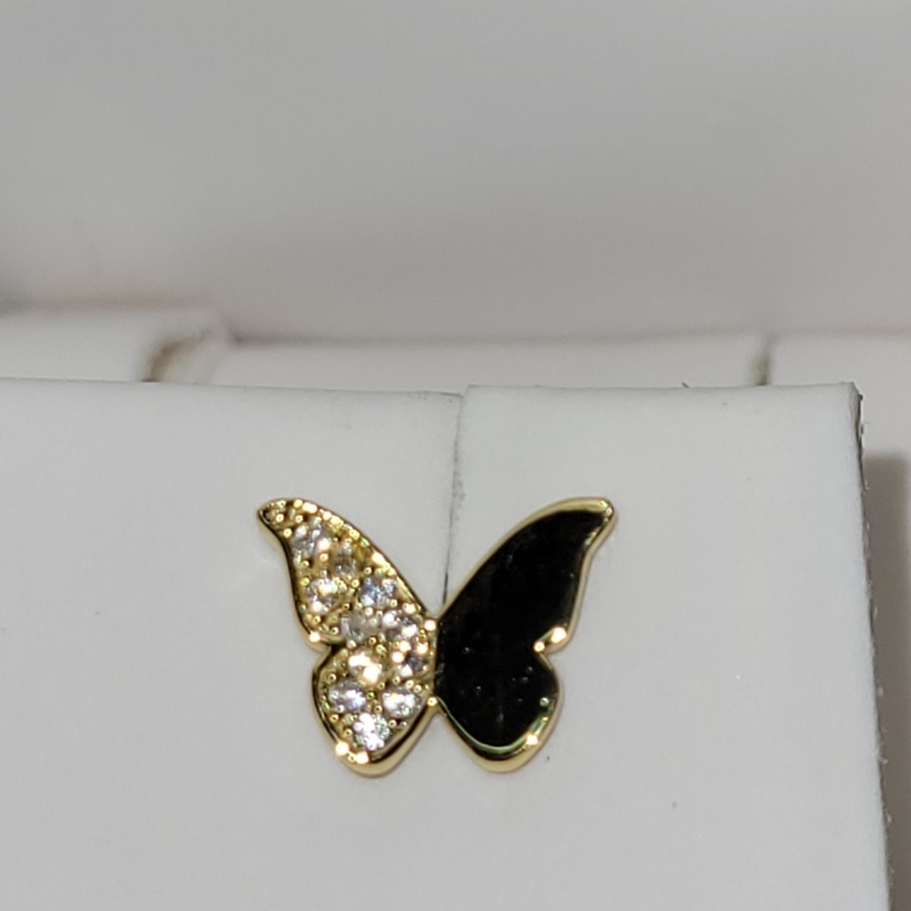 LA Rocks fine silver plated butterfly post earrings NWOT - Picture 3 of 4